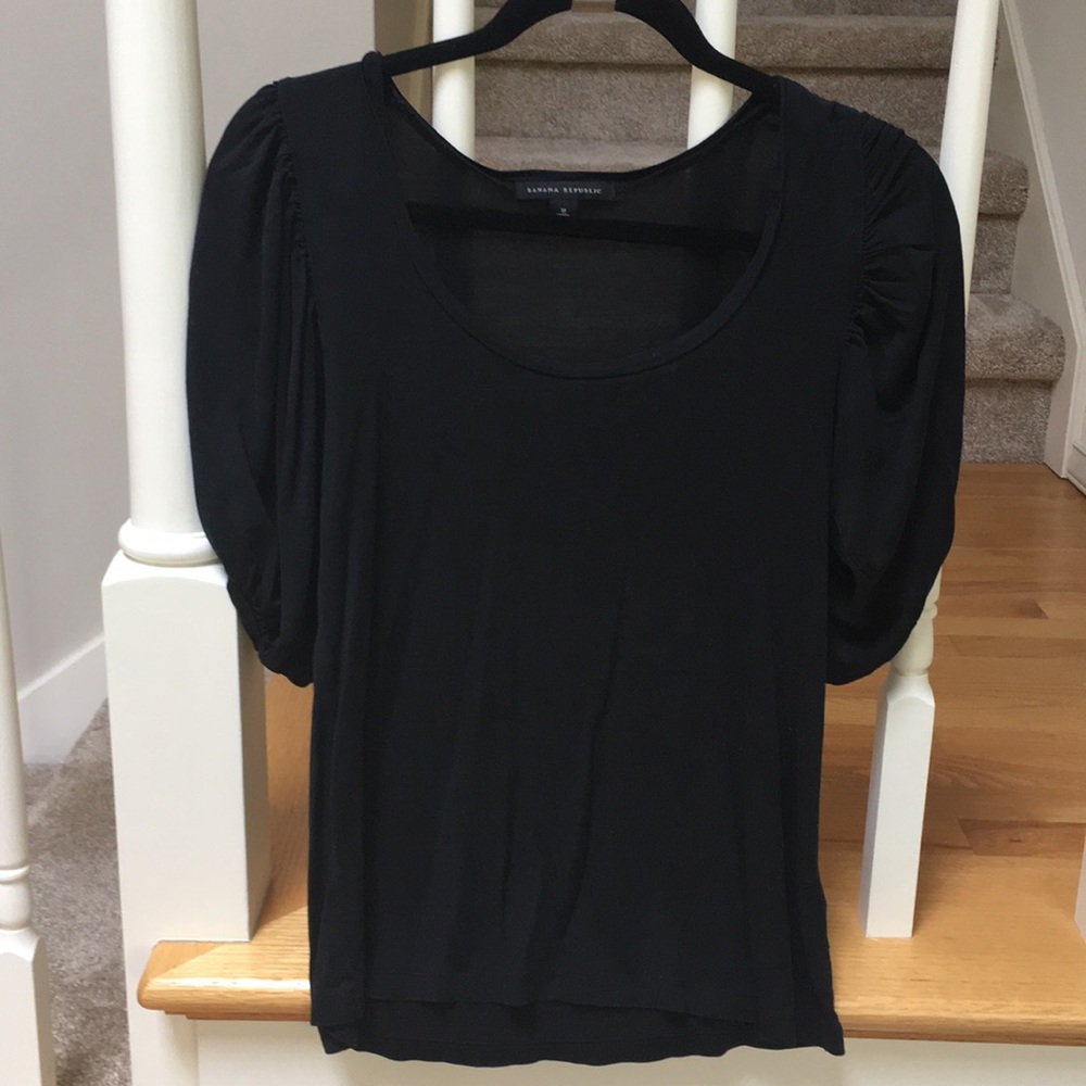 Banana Republic Black Billow Sleeve Tee